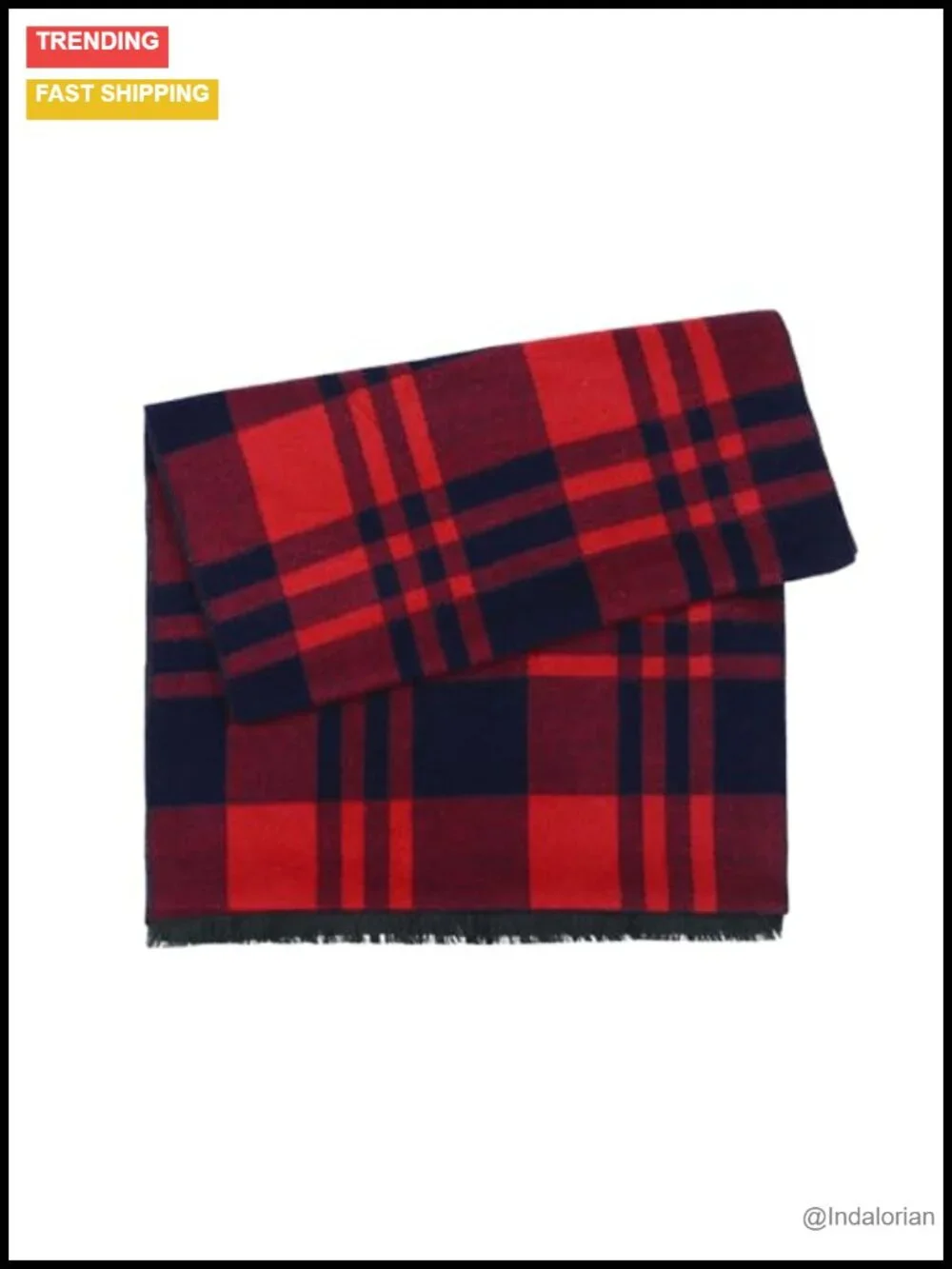 Men's Winter Warm Long Soft Scarf Plaid Tassel Classic Scarves
